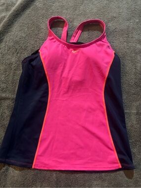 Nike Women’s Pink & Navy Racerback Swim Top